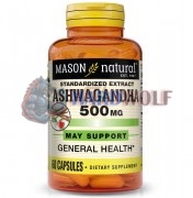 Ashwagandha [Ашваганда] (500 мг x 60 капс), Mason Natural