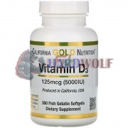 Vitamin D3 (360 шт по 125 мкг: 5000 МЕ), California Gold Nutrition